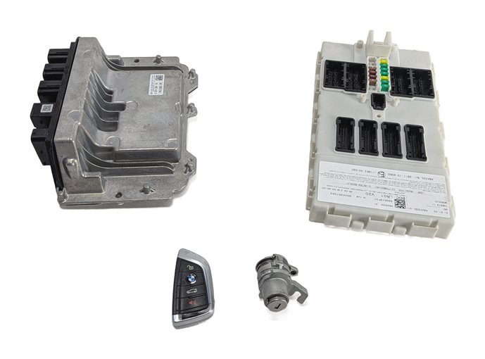 Thumbnail 3: 2016-2018 BMW X1 X2 MINI COOPER 2.0L B46 DME BDC KEY IGNITION LOCK MODULE SET