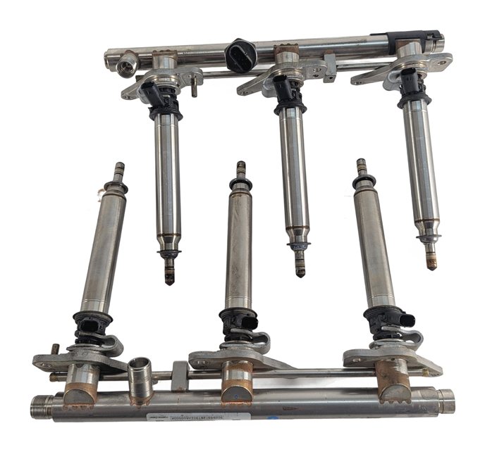 Thumbnail 3: 15-16 MERCEDES GL450 GLE400 X166 M276 LEFT/RIGHT FUEL RAIL SET/2 w/6 INJECTORS