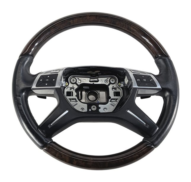 Thumbnail 4: 12-13 ML 13-16 GL CLASS (W166 X166) 4 SPOKE STEERING WHEEL BLACK w/ WALNUT WOOD
