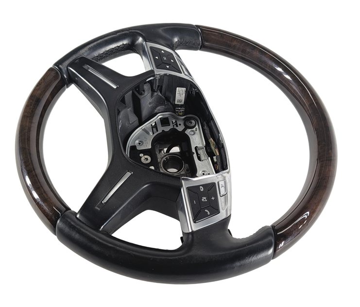 Thumbnail 5: 12-13 ML 13-16 GL CLASS (W166 X166) 4 SPOKE STEERING WHEEL BLACK w/ WALNUT WOOD