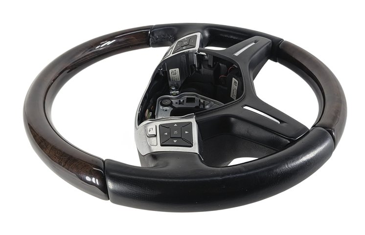 Thumbnail 6: 12-13 ML 13-16 GL CLASS (W166 X166) 4 SPOKE STEERING WHEEL BLACK w/ WALNUT WOOD
