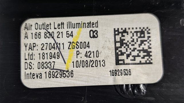 Thumbnail 9: 2014 MERCEDES GL550 (X166) FRONT LEFT DASH HEAT AIR AC VENT ILLUMINATED (Black)