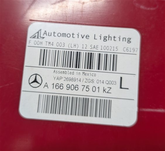Thumbnail 6: 13-16 MERCEDES GL (X166) REAR LEFT DRIVER OUTER TAILLIGHT BRAKE LIGHT LAMP