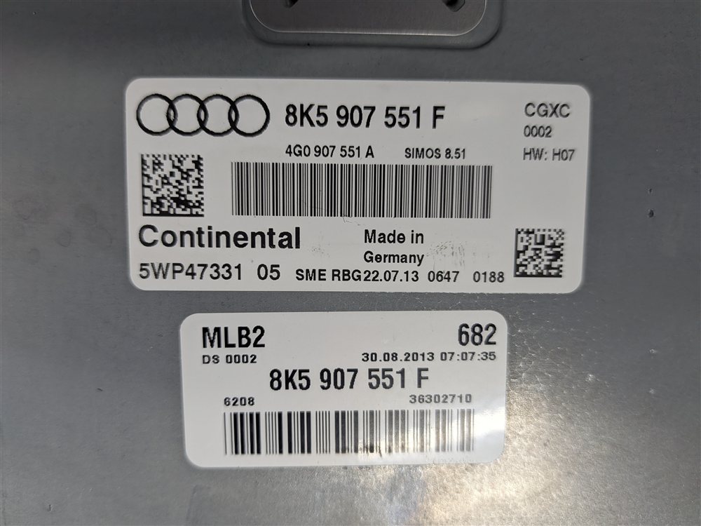 Thumbnail 7: 2014-2017 AUDI S5 (B8 8T) 3.0L (CTUB) ECM BCM CLUSTER GATEWAY ELV KESSY KEY SET