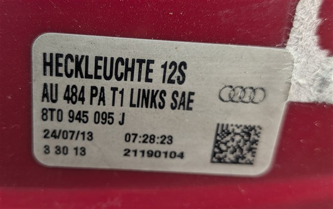 Thumbnail 6: 13-17 AUDI A5 S5 RS5 (B8 8T) REAR LEFT OUTER TAILLIGHT BRAKE LIGHT LAMP (LED)