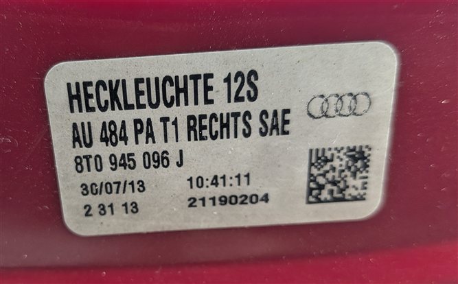 Thumbnail 8: 13-17 AUDI A5 S5 RS5 (B8 8T) REAR RIGHT OUTER TAILLIGHT BRAKE LIGHT LAMP (LED)
