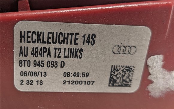 Thumbnail 6: 2013-2017 AUDI A5 S5 RS5 (B8 8T) REAR LEFT DRIVER INNER LED TAILLIGHT LIGHT LAMP