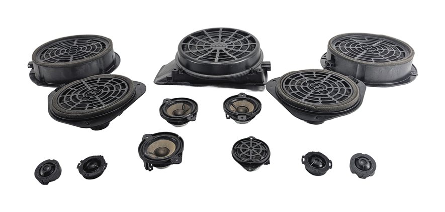 Thumbnail 2: 2014 AUDI S5 (B8 8T) BANG & OLUFSEN B&O AUDIO DOOR DASH SUBWOOFER SPEAKER SET