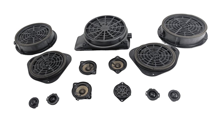 Thumbnail 3: 2014 AUDI S5 (B8 8T) BANG & OLUFSEN B&O AUDIO DOOR DASH SUBWOOFER SPEAKER SET