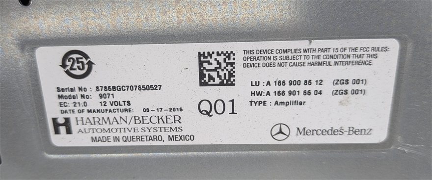 Thumbnail 5: 14-19 MERCEDES E GL ML SL CLS SLS (W212 W166 X166 W218) HARMAN KARDON AMPLIFIER
