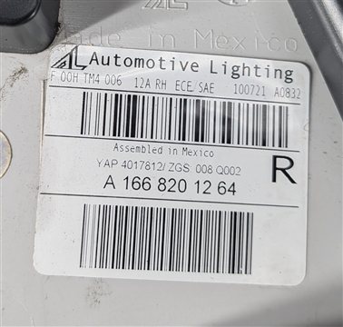 Thumbnail 8: 13-16 MERCEDES GL350 GL450 GL550 (X166) REAR RIGHT INNER TAILLIGHT LIGHT LAMP