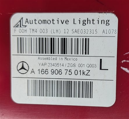 Thumbnail 14: 13-16 MERCEDES GL (X166) REAR LEFT DRIVER OUTER TAILLIGHT BRAKE LIGHT LAMP