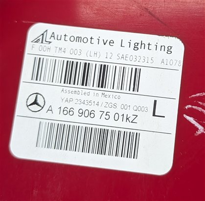 Thumbnail 7: 13-16 MERCEDES GL (X166) REAR LEFT DRIVER OUTER TAILLIGHT BRAKE LIGHT LAMP