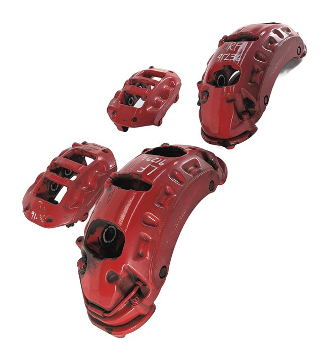 04-10 PORSCHE CAYENNE 955 957 4.5L 4.8L TURBO BRAKE CALIPER SET/4 (BREMBO) (RED)