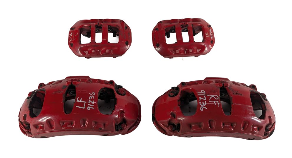 Thumbnail 3: 04-10 PORSCHE CAYENNE 955 957 4.5L 4.8L TURBO BRAKE CALIPER SET/4 (BREMBO) (RED)