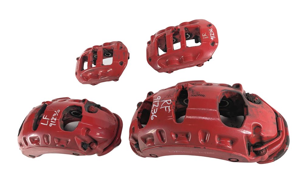 Thumbnail 4: 04-10 PORSCHE CAYENNE 955 957 4.5L 4.8L TURBO BRAKE CALIPER SET/4 (BREMBO) (RED)