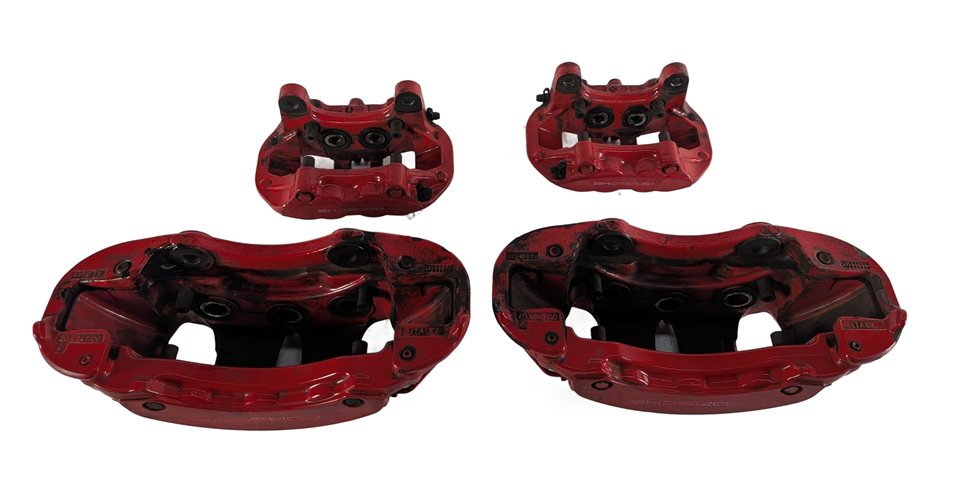 Thumbnail 7: 04-10 PORSCHE CAYENNE 955 957 4.5L 4.8L TURBO BRAKE CALIPER SET/4 (BREMBO) (RED)