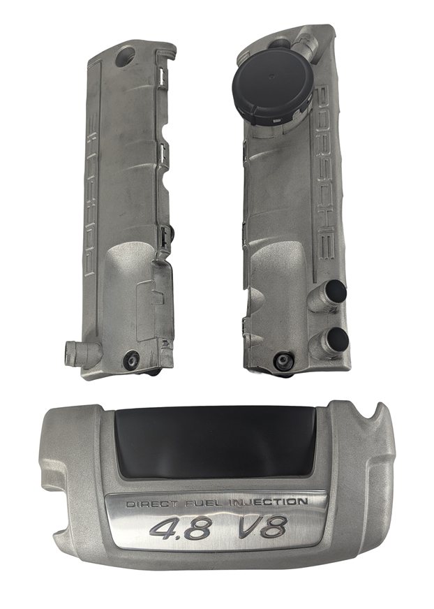 Thumbnail 3: 2008 PORSCHE CAYENNE 957 4.8L LEFT/RIGHT VALVE COVERS CENTER ENGINE COVER SET/3