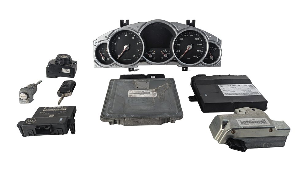Thumbnail 3: 08 CAYENNE (957) 4.8L M48 TURBO V8 ENGINE ECM IMMOBILIZER KESSY MODULE KEY SET