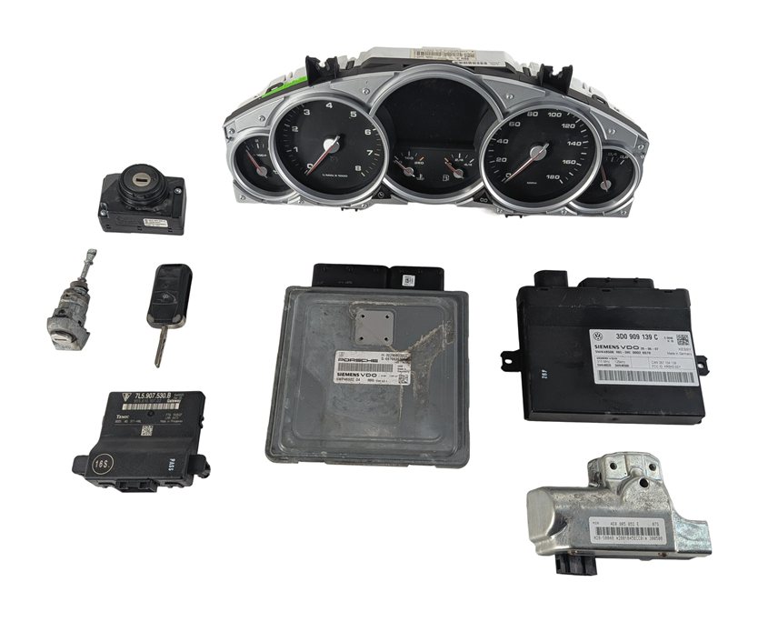 Thumbnail 4: 08 CAYENNE (957) 4.8L M48 TURBO V8 ENGINE ECM IMMOBILIZER KESSY MODULE KEY SET