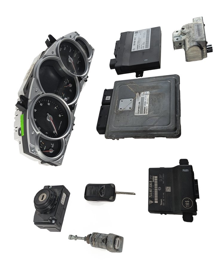 Thumbnail 5: 08 CAYENNE (957) 4.8L M48 TURBO V8 ENGINE ECM IMMOBILIZER KESSY MODULE KEY SET