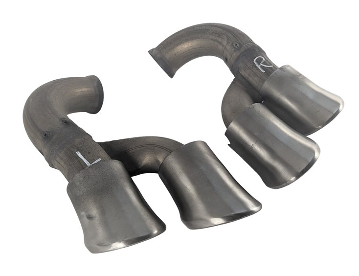 08-10 PORSCHE CAYENNE 957 REAR MUFFLER EXHAUST PIPE TIP TRIM LEFT/RIGHT SET/2