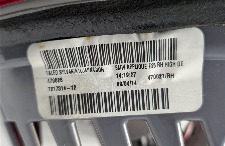 Thumbnail 9: 11-17 BMW X3 (F25) RIGHT PASSENGER REAR INNER INCANDESCENT TAILLIGHT (OPT. 522)