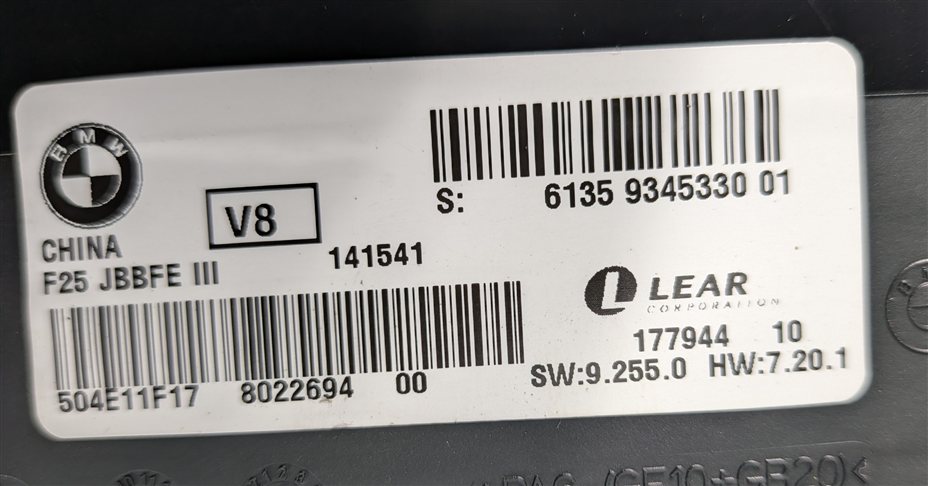 Thumbnail 10: 2015-2018 BMW X3 X4 (F25 F26) MAIN JUNCTION POWER BODY CONTROL MODULE