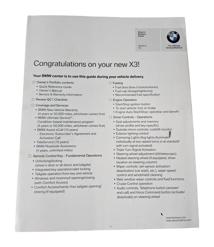 Thumbnail 3: 2015 BMW X3 (F25) 3.0L OWNER'S MANUAL USER GUIDE BOOK BOOKLET w/CASE SET/7
