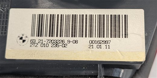 Thumbnail 12: 11-13 BMW 528i 535i 550i M5 (F10) REAR RIGHT PASSENGER INNER TRUNK TAILLIGHT