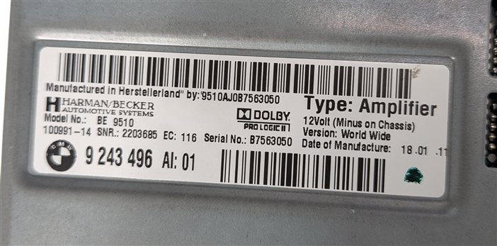 Thumbnail 8: 11-14 BMW 5 6 SERIES M5 M6 (F06 F10 F12 F13) STEREO HARMAN AUDIO AMP AMPLIFIER