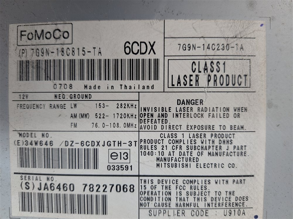 Thumbnail 9: 08-12 LAND ROVER LR2 JAGUAR XF (L359 X250) AM FM RADIO 6 DISC CD PLAYER RECEIVER