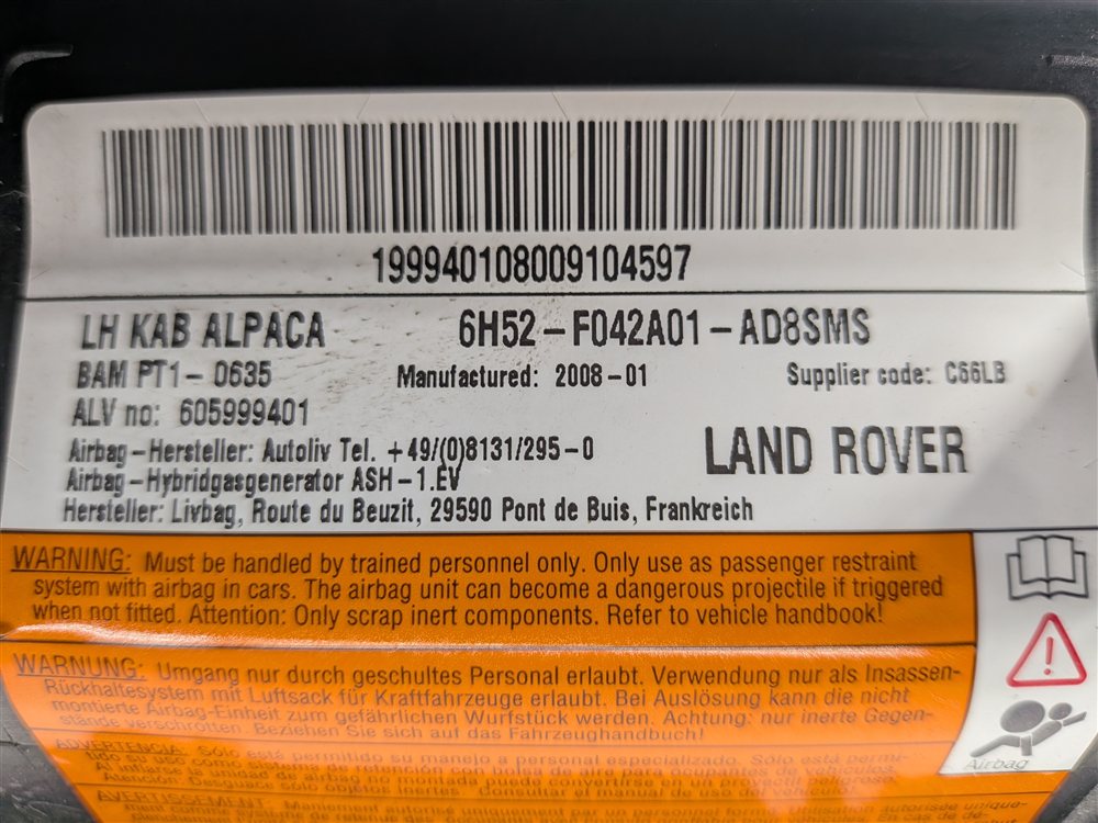 Thumbnail 8: 2008-2015 LAND ROVER LR2 (L359) LEFT DRIVER LOWER DASH KNEE SRS AIRBAG (Beige)