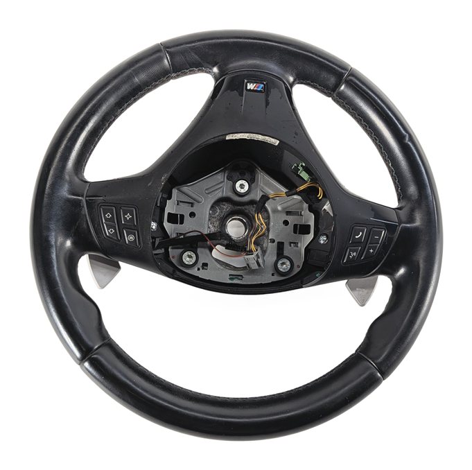 2006-2012 BMW 328i 335i M3 (E90 E91) M LEATHER STEERING WHEEL w/ PADDLES (Black)