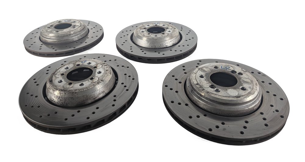 Thumbnail 2: 08-13 BMW M3 (E90 E92 E93) FRONT REAR LEFT/RIGHT CROSS DRILLED BRAKE ROTOR SET/4