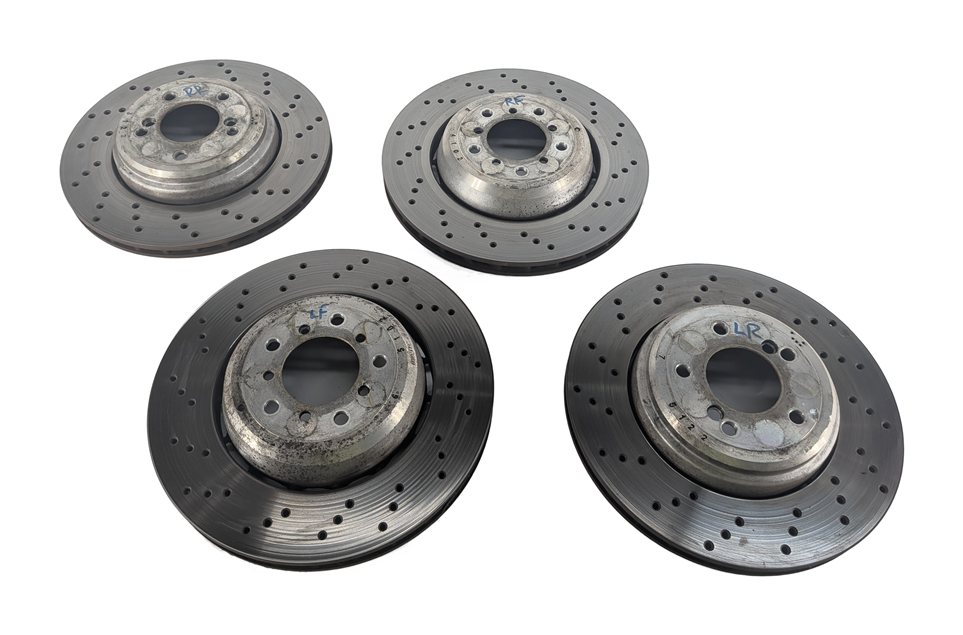 Thumbnail 5: 08-13 BMW M3 (E90 E92 E93) FRONT REAR LEFT/RIGHT CROSS DRILLED BRAKE ROTOR SET/4