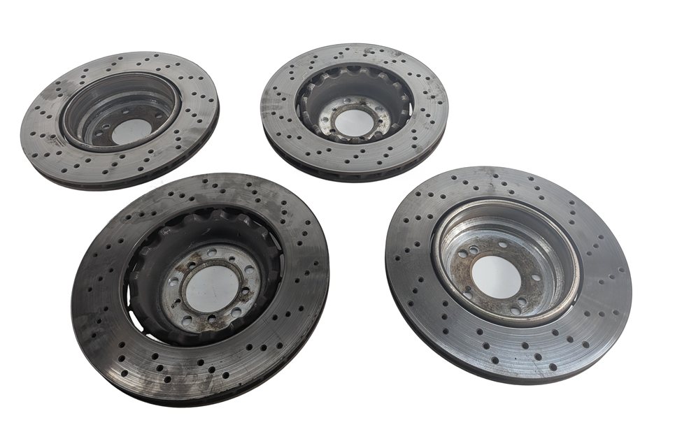 Thumbnail 7: 08-13 BMW M3 (E90 E92 E93) FRONT REAR LEFT/RIGHT CROSS DRILLED BRAKE ROTOR SET/4