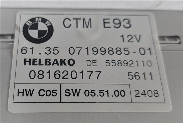 Thumbnail 9: 2007-2013 BMW 328i 335i M3 (E93) CONVERTIBLE TOP FOLDING ROOF CONTROL MODULE CTM