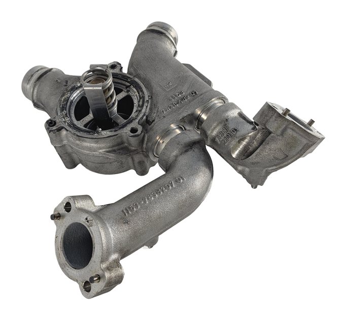 2008 BMW M3 E90 4.0L S65 ENGINE THERMOSTAT HOUSING w/ THERMOSTAT & COOLANT PIPES