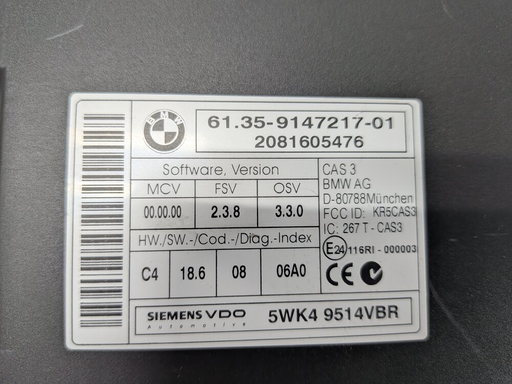 Thumbnail 11: 08-13 BMW M3 (E90) 4.0L S65 V8 ENGINE ECM DME CAS 3 IMMOBILIZER MODULE KEY SET