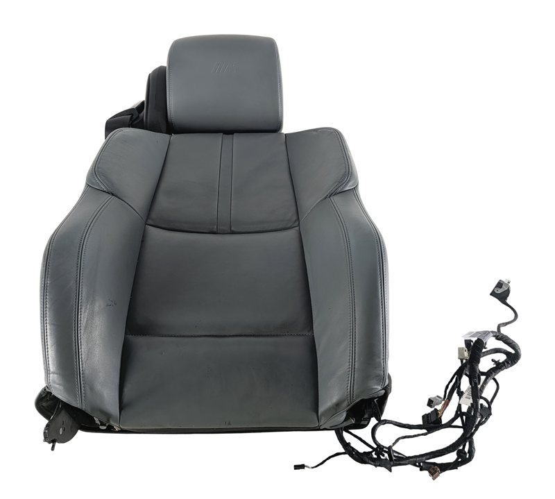 2008 BMW M3 (E90) FRONT RIGHT SEAT BACK (Grey) w/ HEADREST & SEATBELT (Black)