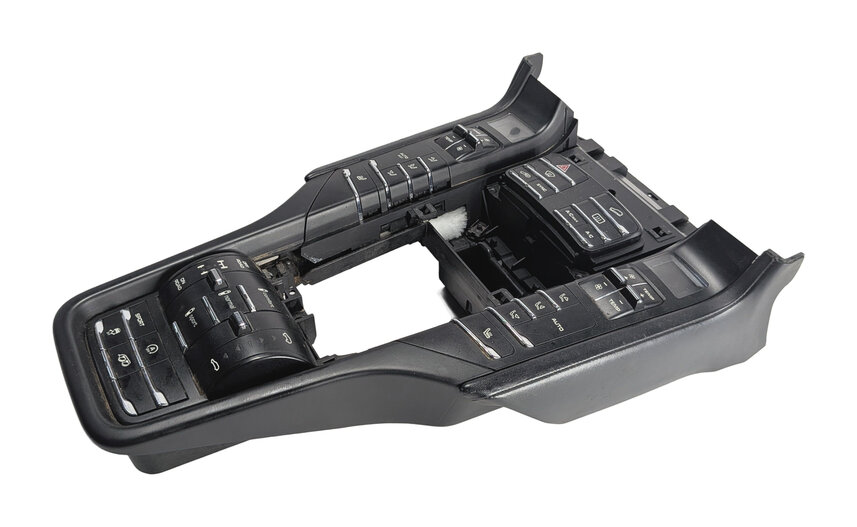 Thumbnail 5: 11-18 CAYENNE (958) CENTER CONSOLE CLIMATE TRACTION CONTROL SHIFT TRIM PANEL
