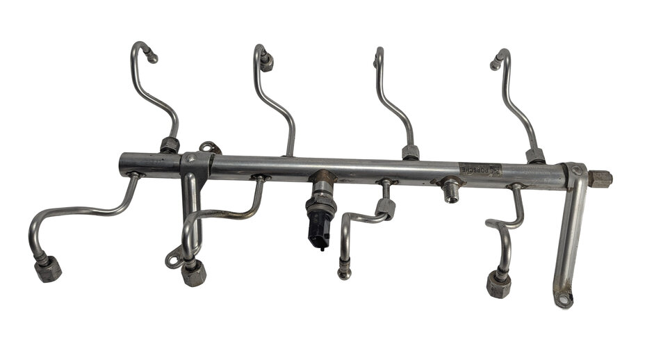 Thumbnail 2: 14 PORSCHE CAYENNE 958 4.8L NON-TURBO M48.02 ENGINE FUEL RAIL w/ PRESSURE SENSOR