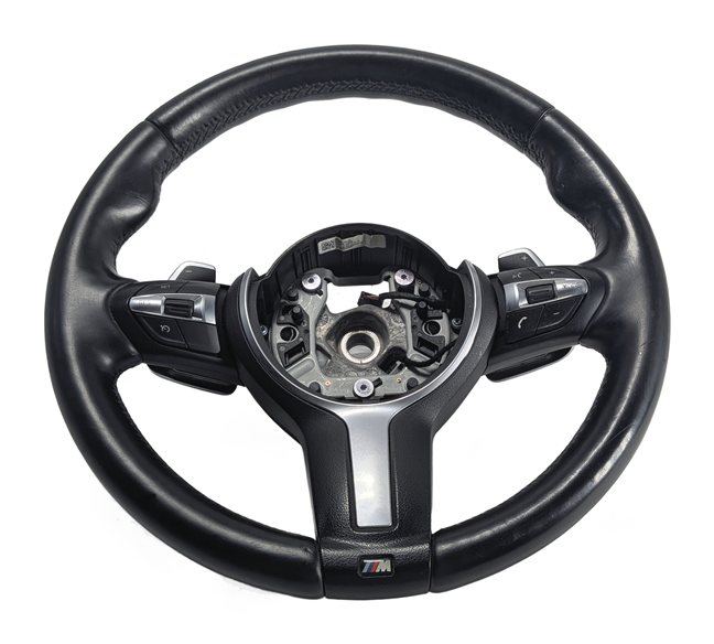 14-19 BMW X5 X6 F15 F16 M SPORT MULTIFUNCTION STEERING WHEEL w/ PADDLES (Black)