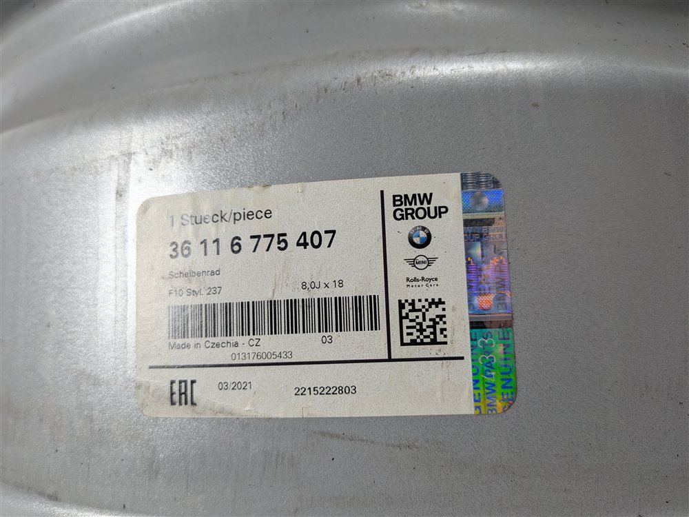 Thumbnail 8: 11-19 BMW 528i 535i 550i 640i 650i (F06 F10 F12) 18X8 - 15 SPOKE WHEEL RIM