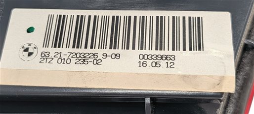 Thumbnail 9: 11-13 BMW 528i 535i 550i M5 (F10) REAR RIGHT PASSENGER INNER TRUNK TAILLIGHT