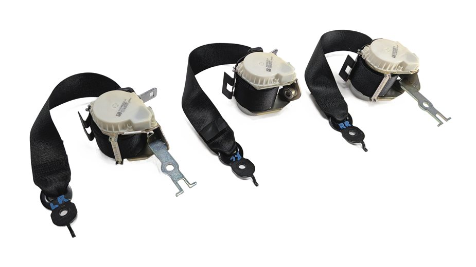 12 BMW ACTIVEHYBRID 5 F10 REAR LEFT/CENTER/RIGHT BELT RETRACTOR SET/3 (Black)