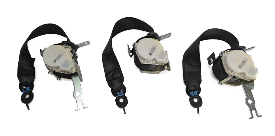 Thumbnail 2: 12 BMW ACTIVEHYBRID 5 F10 REAR LEFT/CENTER/RIGHT BELT RETRACTOR SET/3 (Black)