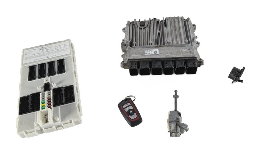 Thumbnail 2: 17-19 BMW 330i 430i (F30 F32) 2.0L (B46) DME ECM FEM CLUSTER IGNITION KEY SET