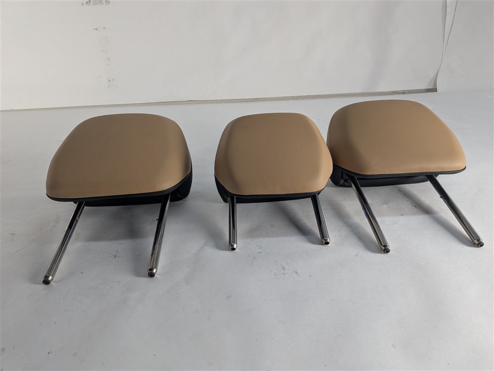 Thumbnail 2: 11-18 PORSCHE CAYENNE (958) REAR LEFT RIGHT & CENTER SEAT HEADREST SET 3 (Beige)